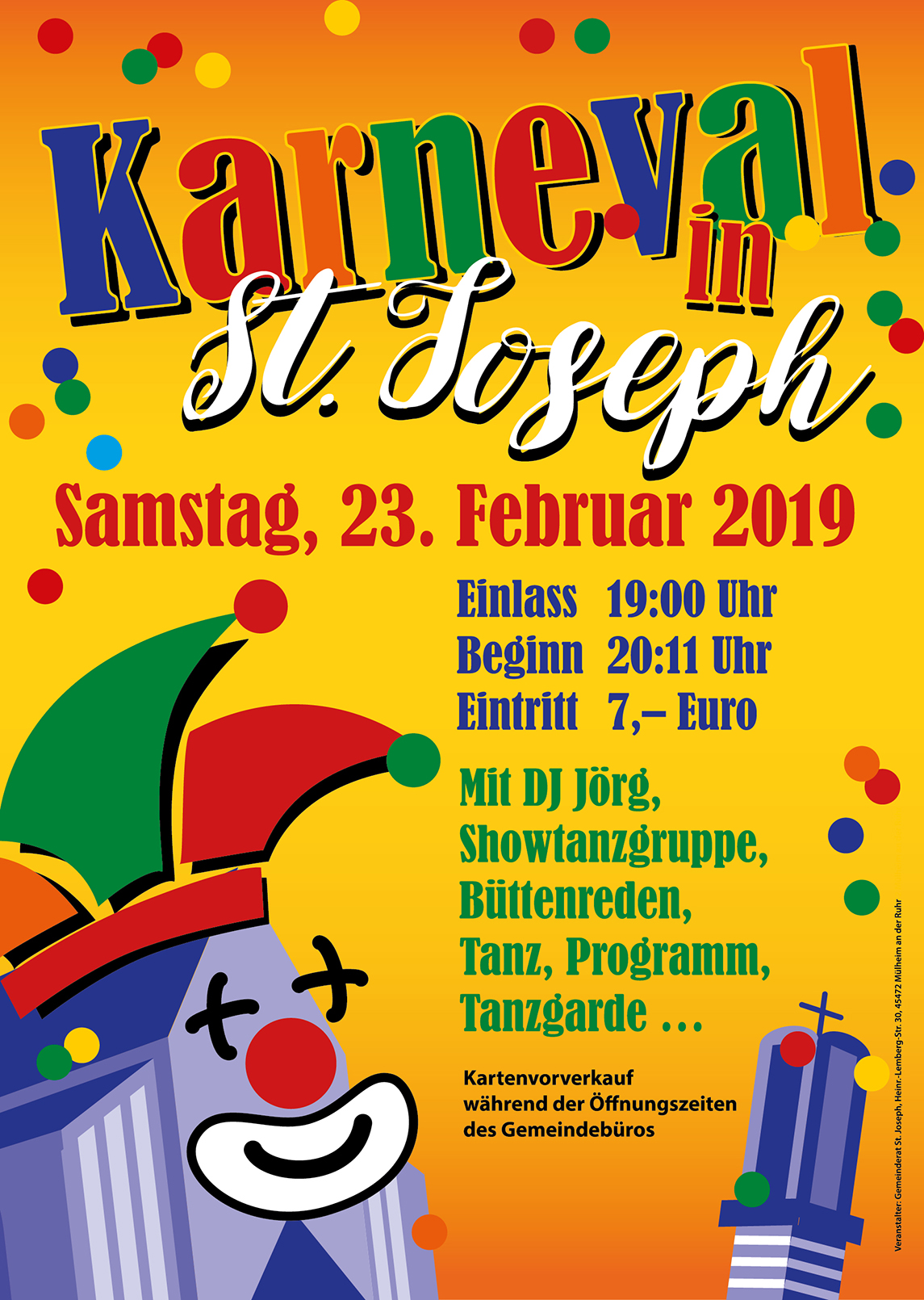 St Joseph Karneval 2019 Plakat RZ