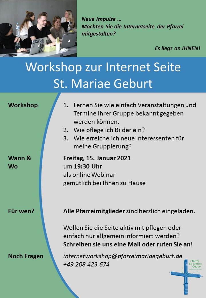 Workshop Internetseite Pfarrei Mariae Geburt 2021